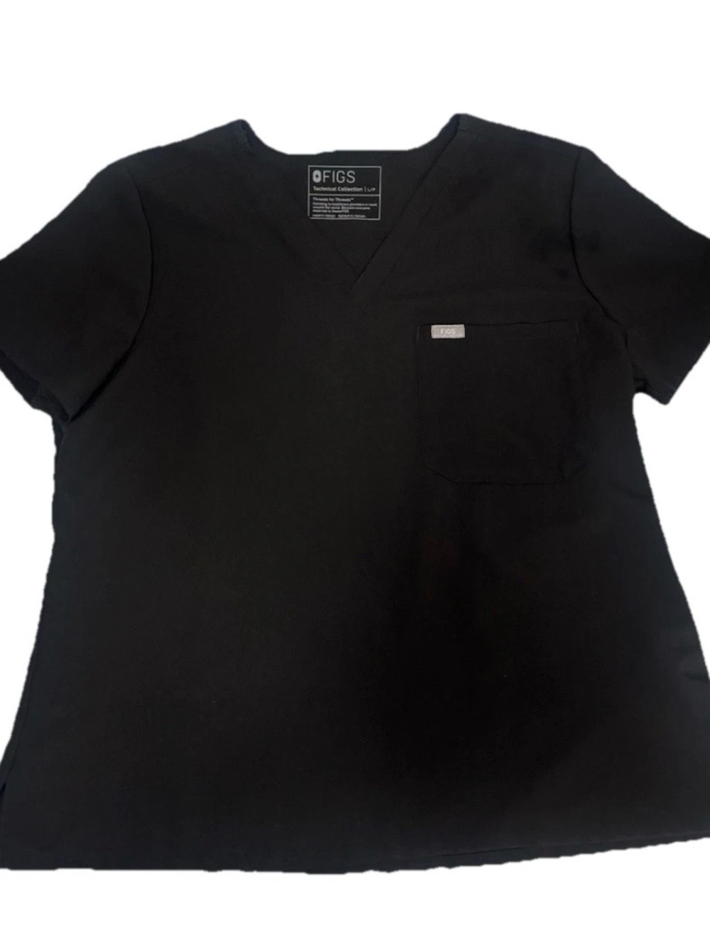 🔥 FIGS Technical Collection Black Scrub Top  Women’s LP V-Neck Style #3585